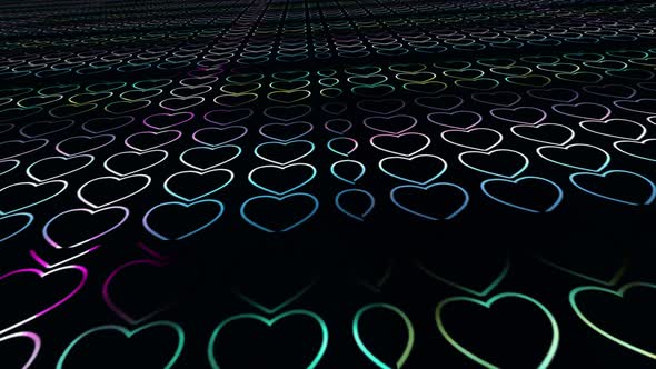Glowing Neon Heart Pattern Animated Loop Background, Backgrounds Motion ...