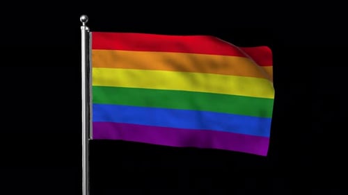Animated Rainbow Pride Flag Waving on a Pole