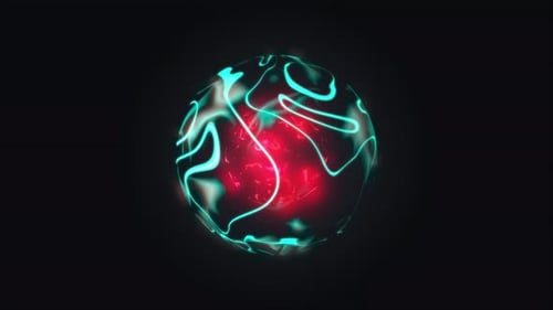 Abstract Energy Sphere with Cyan and Red Plasma Lines