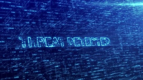 Threat Detected Text Reveal in Futuristic Digital Network