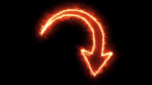 Icono de flecha con fuego