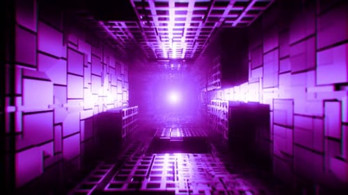 Abstract Sci-Fi Tunnel Glowing Purple Motion Background