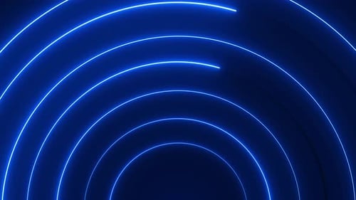 Abstrakter Tunnelhintergrund der digitalen Technologie mit blauen Linien, die einen futuristischen Tunnel bilden. Techno der Zukunft