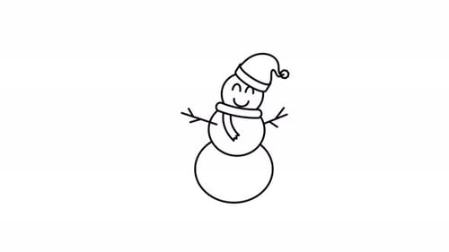 Outline santa snowman with scarf and santa hat icon illustration animation motion graphic design vid
