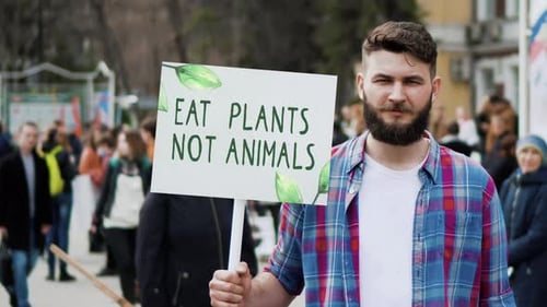 Bannière végétalienne Don't Eat Meat Protest sur les droits des animaux