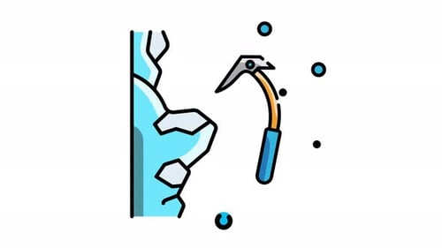 Animated Ice Axe Striking Ice Wall Icon