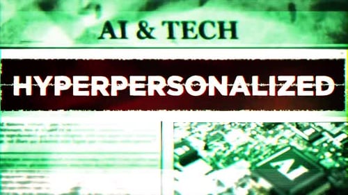 Glitch Effect Text Reveal with Cyberpunk Newspaper Background