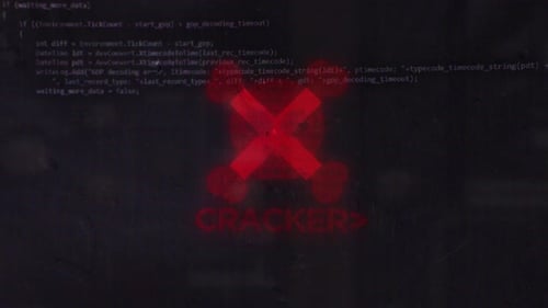 Hacking Glitch Code Reveal with Red Skull and Crossbones