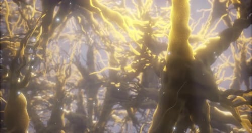 Intricate Network of Neurons Illuminated in a Vibrant and Ethereal Glow