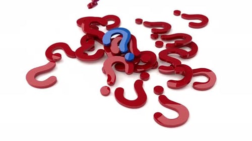 Blue Question Mark Among Red: Problem Solving Concept Animation