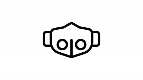 Animated Respirator Protection Mask Line Icon