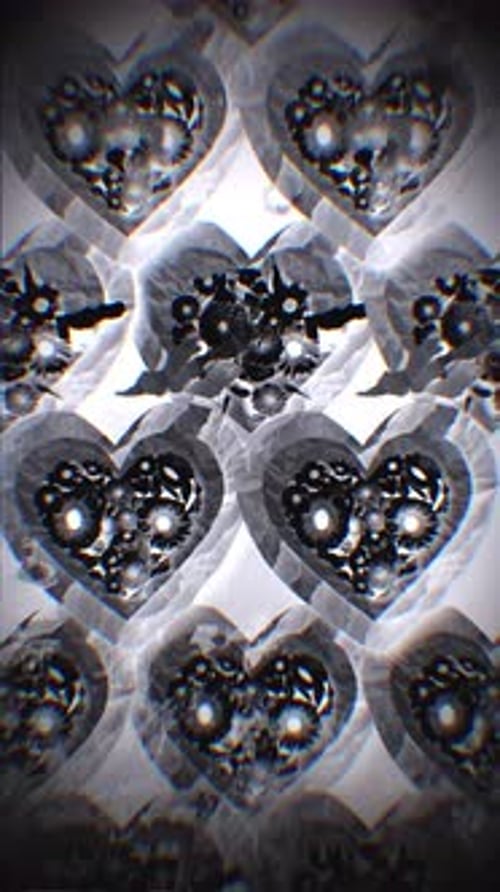 Old Negative Looping Portrait Film With Stop Motion Paper Love Hearts