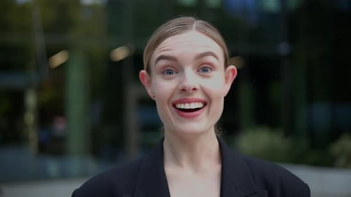 Surprised Woman with Excited Facial Expression