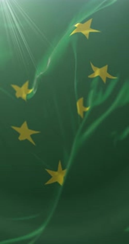 Golden Stars Waving on Green Abstract Vertical Background