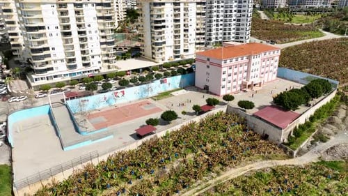 Primary School Students Playing During Break Time in the Yard Recess in Elementary School