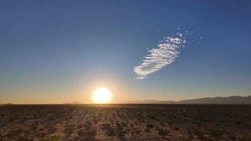 Puesta de sol dorada en la cuenca del desierto de Mojave - Time Lapse