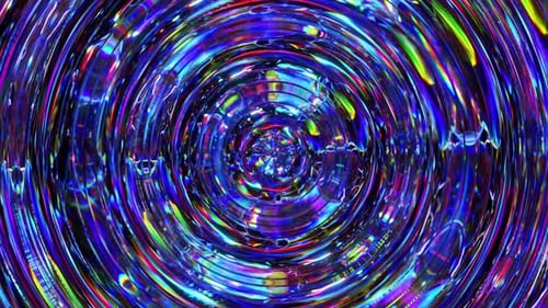 Colorful Iridescent Concentric Circles Swirl and Create a Mesmerizing Visual Effect Perfect for