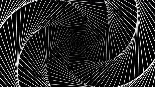 Black And White Hexagon Spinning Optical Illusion Tunnel Rotating - 4K