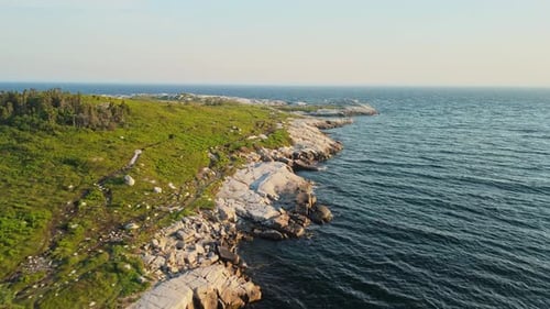 Aerial View Wild Waves Crashing on Rocks Aerial Nova Scotia Canada