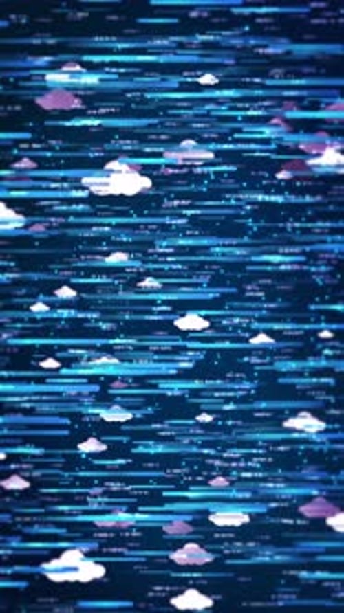 Cloud data storage network featuring a glowing cloud icon connected big data storage