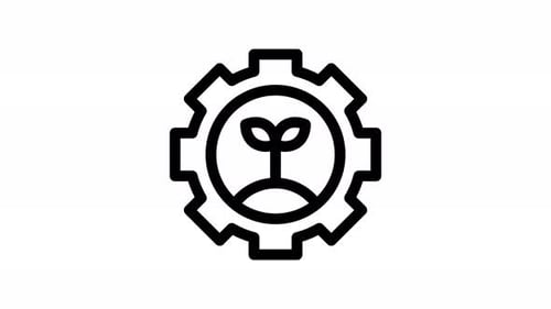 Animated Gear and Sprout Growth Line Icon