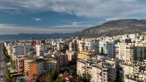 Panorama Of The Buildings On The Coastline City Alanya Turkey