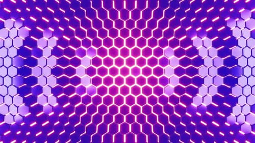 Fond psychédélique avec des pentagones lumineux