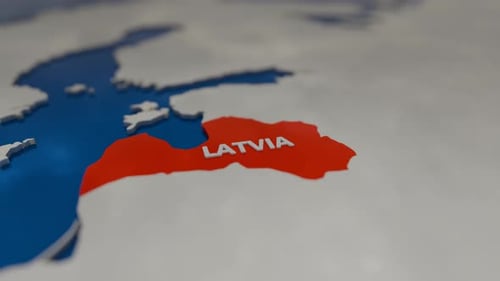 3D Animated Map Pinpointing Latvia