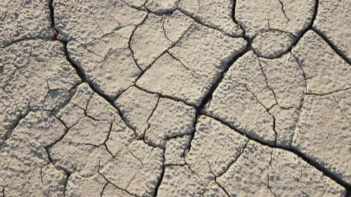 Aerial View of Cracked Earth in Arid Land