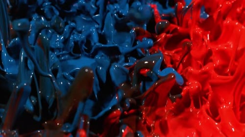 Abstract Fluid Blue and Red Paint Motion Background