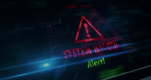 Digital Hacked System Warning Glitch Animated Screen