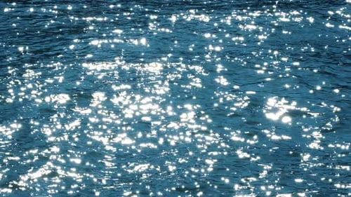 Slow motion of beautiful sea water surface with sparks