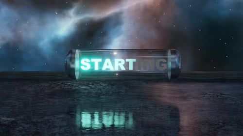 Futuristic Text Reveal in Glass Cylinder with Space Background