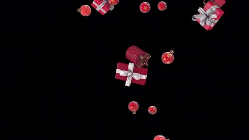 Falling Christmas Ornaments and Gift Boxes Animation