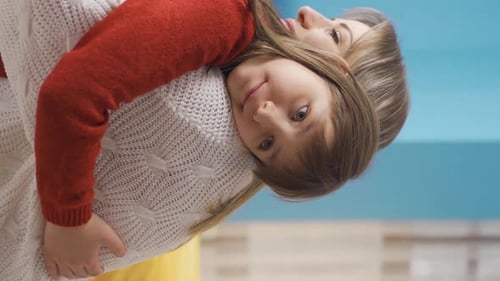 Loving Daughter Hugging Mother in Portrait Video