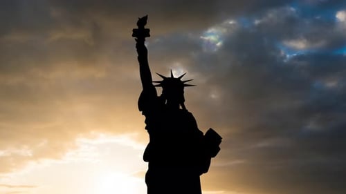 Timelapse of the Statue of Liberty at Sunset New York USA