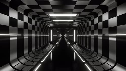 Futuristischer Schwarz-Weiß-Korridor-Hintergrund Vj Loop In 4K