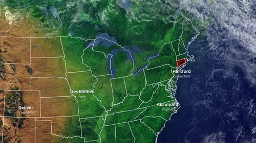 Dynamic USA Map with Animated State Lines and City Locations