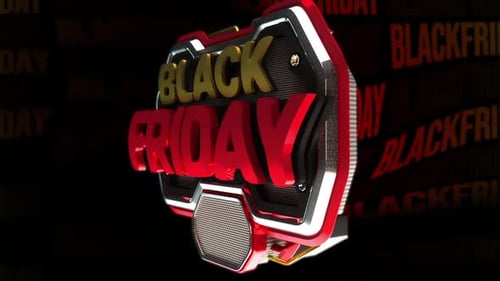Black Friday 3D Metallic Badge Reveal Logo Animation
