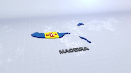 Madeira Island 3D Map with Flag and Title Animation