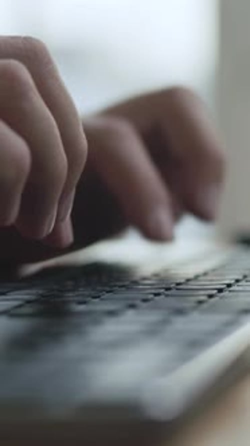 Hands of Business Man Typing Text on Keyboard of Computer Pc in Work Office