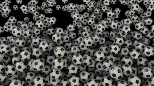Dynamic 3 D Animated Football Transitions With Basic Soccer Balls From The Top Than Explode