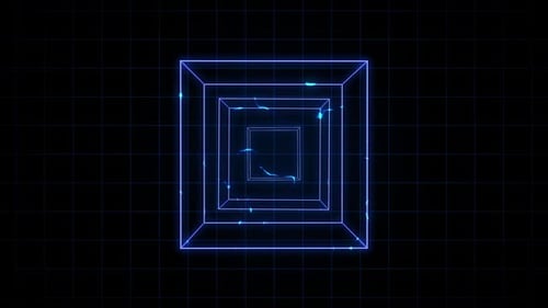 Blue Retro Computer Graphics Cube