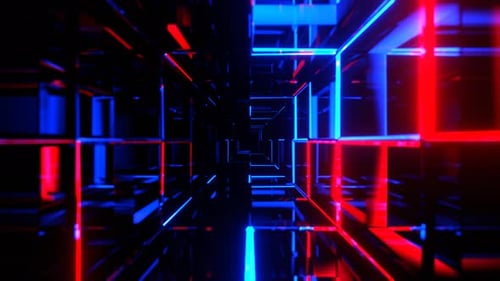 Deep Blue And Red Beautiful Abstract Neon Infinity Background Vj Loop In 4K