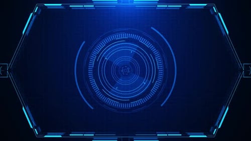 Digital HUD futuristic motion graphic element cyber generated background. Technology hologram frame