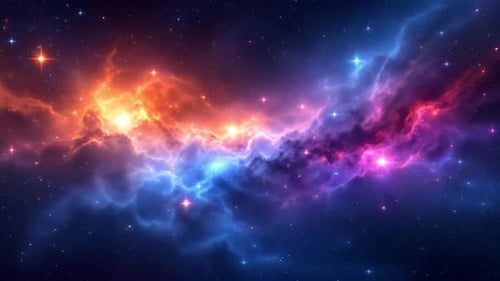 Vibrant Cosmic Nebula with Twinkling Stars Background Animation