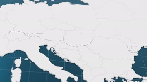 Modern Europe Map Animation Highlighting Hungary with Location Pin