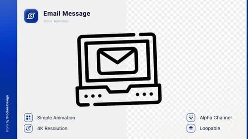 Animated Email Message Icon on Laptop