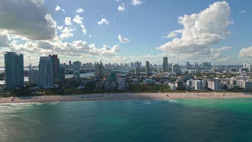 Aerial View of Miami Beach Florida United States Drone Shot of Miami on Sunny Day Miami Beach