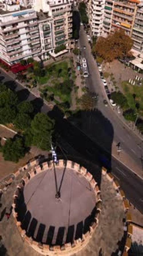 Aerial view of Thessaloniki and the White Tower in the afternoon